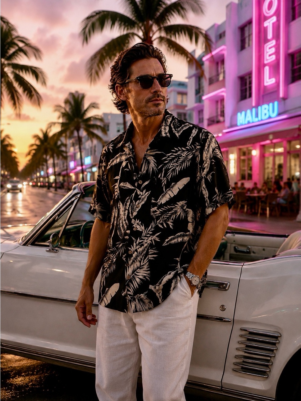 100% Silk Vintage Silk Tropical Print Aloha Button Down Resort Shirt